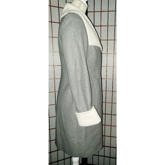 Dkny Wool-Blend Faux Fur Trim Collar Coat - Picture 8 of 16